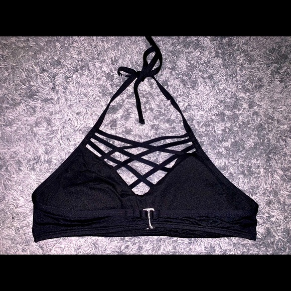 Criss-cross bikini top (black) - Picture 3 of 6